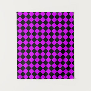 Tenture Motif Diamond de damier noir violet