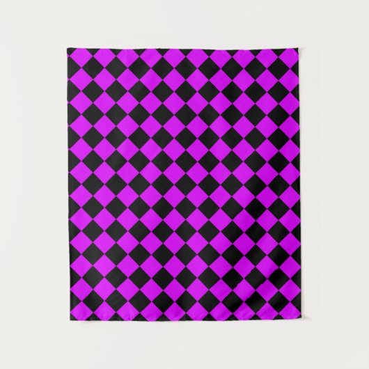 Tenture Motif Diamond de damier noir violet (Devant)