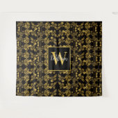 Tenture motif d'impression chic Monogram Gold Floral sur n (Devant (Horizontal))
