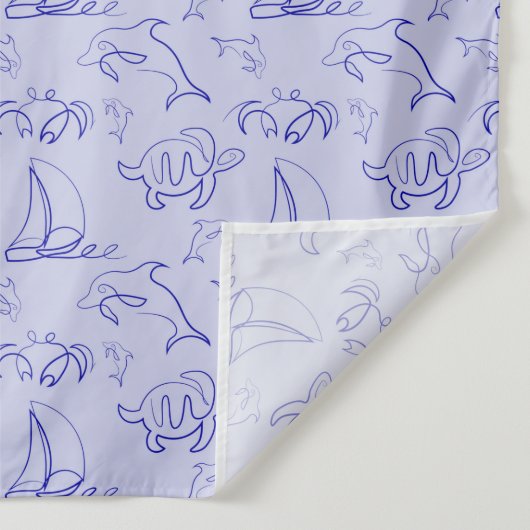 Tenture Motif d'une ligne d'animal marin et voilier (Détail)