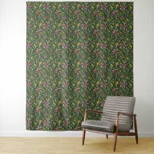 Tenture Motif élégant de fleurs roses sur fond sombre