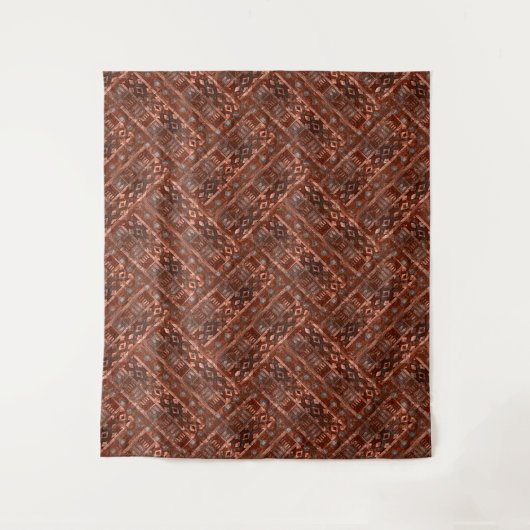Tenture Motif ethnique marron beige monochrome. (Devant)