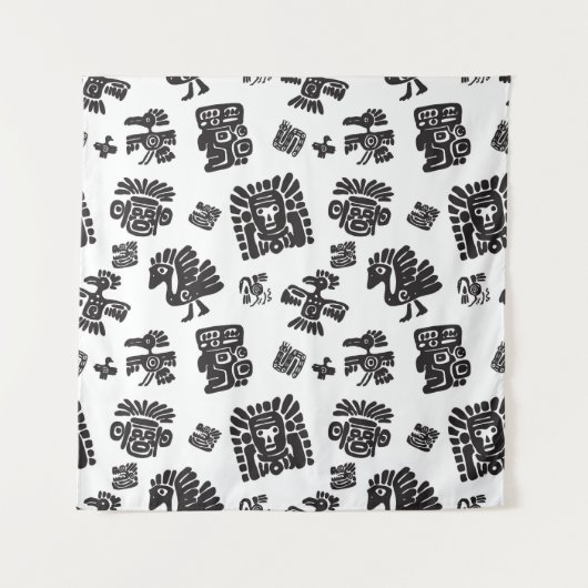 Tenture Motif ethnique noir maya (Devant)