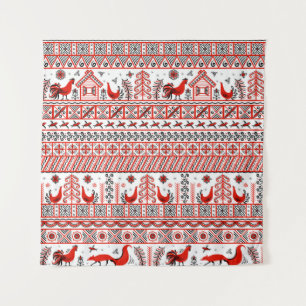 Tenture Motif ethnique tribal rouge homogène