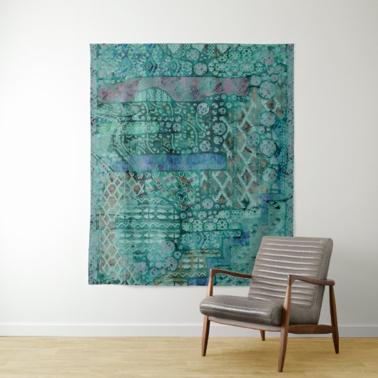 Tenture Motif Ethno Abstrait - Folklore Art 2 (En situation)