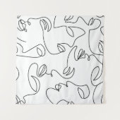 Tenture Motif face Abstrait d'une ligne (Devant (Horizontal))