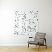 Tenture Motif face Abstrait d'une ligne (En situation)