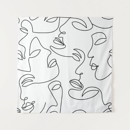 Tenture Motif face Abstrait d'une ligne (Devant)