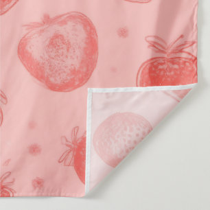 Tenture motif fantaisiste à la fraise sur fond rose