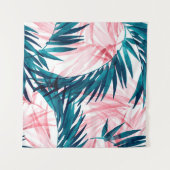 Tenture Motif feuille de palmier vert et rose (Devant (Horizontal))