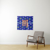 Tenture Motif Fleurs bleues Abstraites (En situation (horizontale))