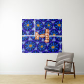 Tenture Motif Fleurs bleues Abstraites (En situation (horizontale))