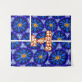 Tenture Motif Fleurs bleues Abstraites (Devant (Horizontal))