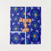 Tenture Motif Fleurs bleues Abstraites (Devant)