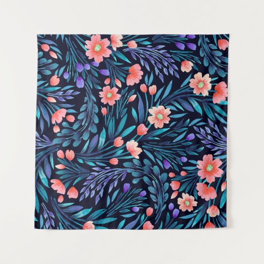 Tenture Motif floral aquarelle sans couture. (Devant (Horizontal))