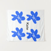 Tenture Motif floral bleu aquarelle ajouter nom (Devant (Horizontal))