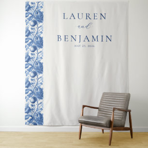 Tenture Motif floral et fruit élégant bleu