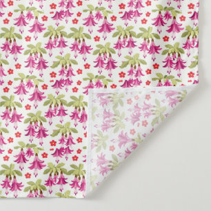 Tenture Motif floral fuchsia rose – Botanique rétro