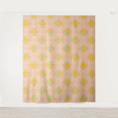 Tenture Motif floral hexagonal sur fond pêche (Devant)