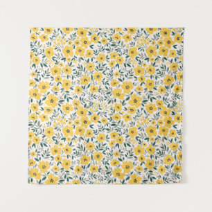 Tenture Motif floral incomparable, Petites fleurs jaunes.