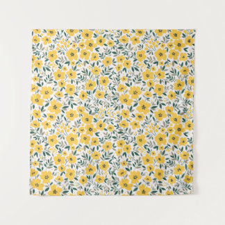 Tenture Motif floral incomparable, Petites fleurs jaunes. 
