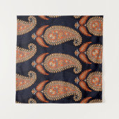 Tenture motif floral moghol sur fond bleu marine (Devant (Horizontal))