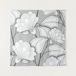 Tenture Motif Floral Monochrome Sans Seamless. Flo tiré à