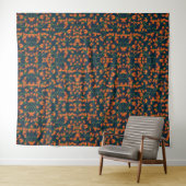 Tenture Motif floral orange fluide (En situation (horizontale))