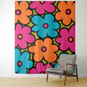 Tenture Motif floral rétro coloré (En situation)