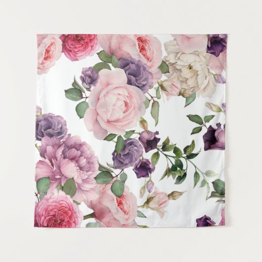 Tenture Motif floral sans couture avec roses, aquarelle. p (Devant (Horizontal))