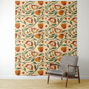 Tenture Motif floral sans couture sur fond beige