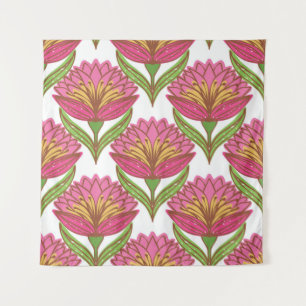 Tenture Motif floral sans soudure. Fleurs rouge vif sur le