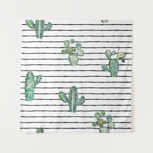 Tenture Motif fluide cactus aquarelle (Devant)