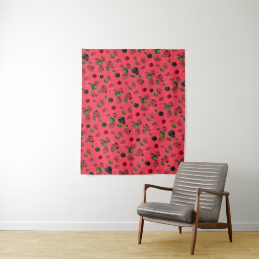 Tenture Motif framboise (En situation)