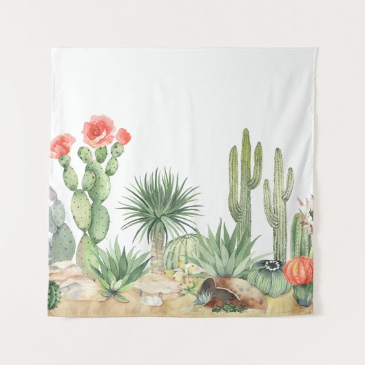 Tenture Motif frontalier des cactus en fleurs (Devant)