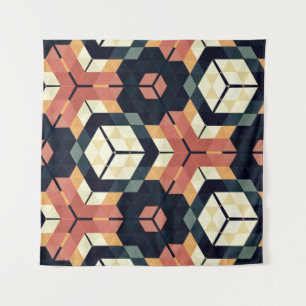 Tenture Motif géométrique Carré Hexagon coloré