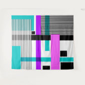 Tenture motif géométrique en couleurs rayées et néons (Devant (Horizontal))