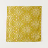 Tenture Motif géométrique ethnique : jaune doré, blanc (Devant (Horizontal))