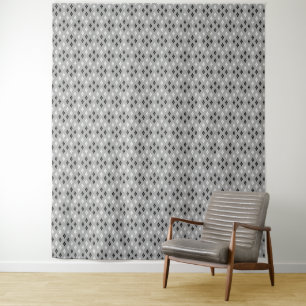 Tenture motif géométrique fin gris noir et blanc