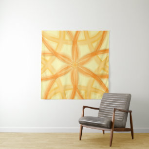 Tenture Motif Géométrique Floral Orange Doré