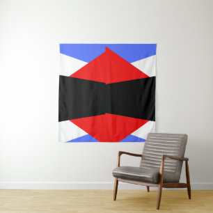 Tenture Motif géométrique harlequin moderne rouge bleu noi
