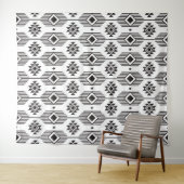 Tenture Motif géométrique ikat noir et blanc (En situation (horizontale))