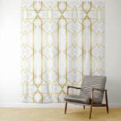 Tenture motif géométrique Marbre blanc et or (En situation)