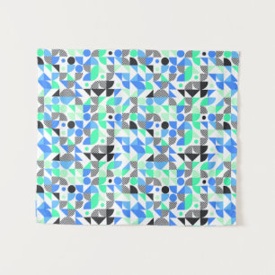 Tenture Motif géométrique moderne Abstrait bleu Mint noir