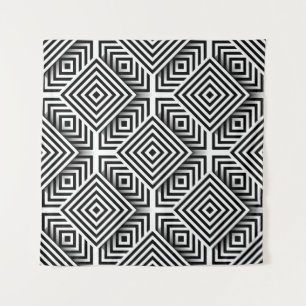 Tenture Motif géométrique. Noir et blanc. Carrés et st