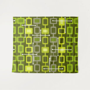 Tenture Motif géométrique rétro des années 1950 Chartreuse