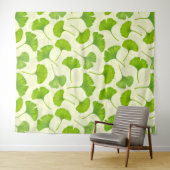 Tenture Motif Ginkgo sur blanc (En situation (horizontale))