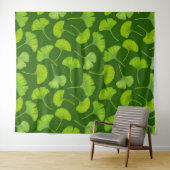 Tenture Motif Ginkgo sur vert foncé (En situation (horizontale))