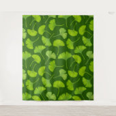 Tenture Motif Ginkgo sur vert foncé (Devant)