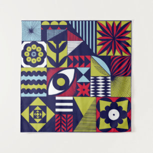 Tenture Motif graphique de style scandinave ou rétro. Main